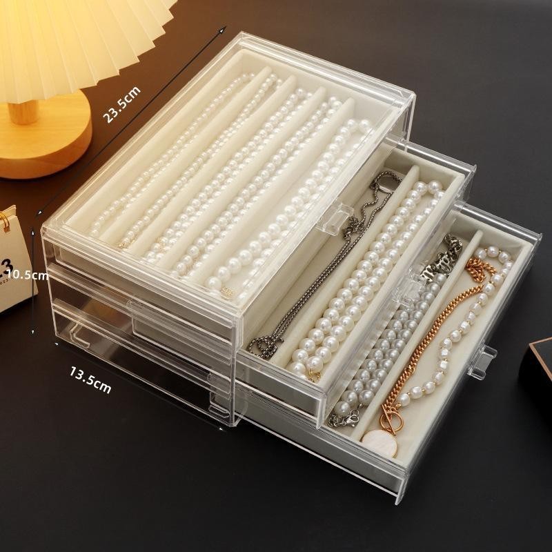 ShopClassyShop Acrylic Drawer style velvet jewelry necklace storage box organizer velvet