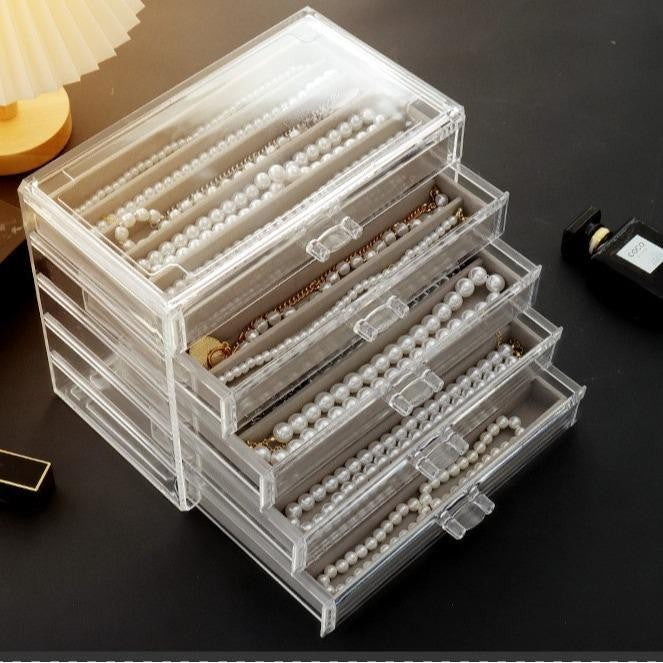 ShopClassyShop Acrylic Drawer style velvet jewelry necklace storage box organizer velvet