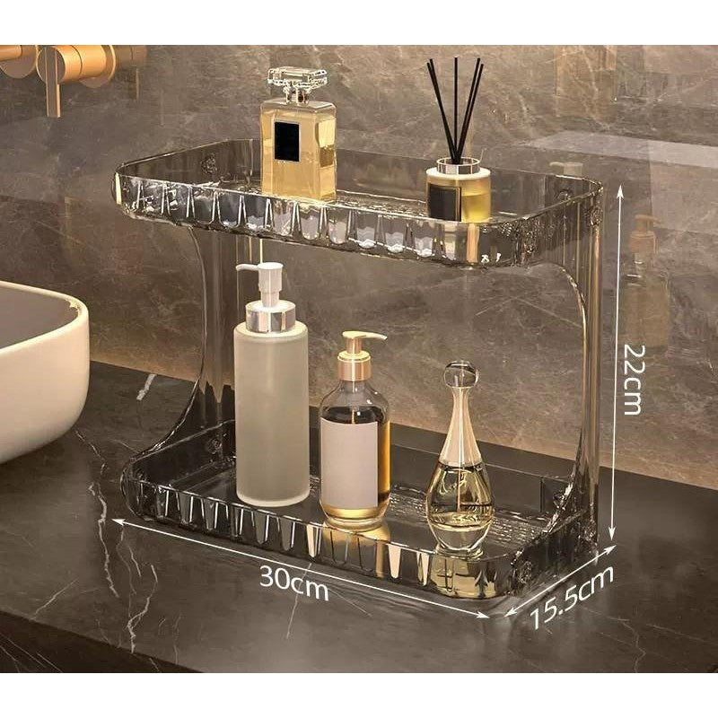 Shopclassyshop Bathroom double shelves rack countertops cosmetics storage bathroom organizer skin care products storage