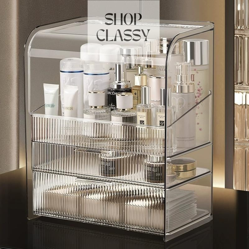 ShopClassyshop Large Acrylic Cosmetics storage box desktop dust-proof makeup organizer table box