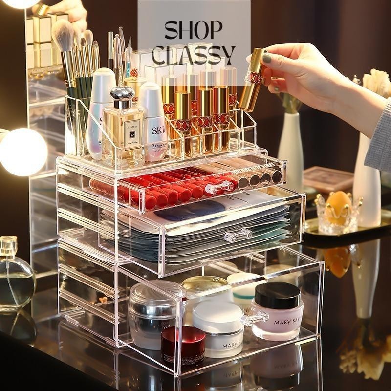 Shop Classy Acrylic cosmetics storage box Jewelry drawer-type organizer cabinet desktop storage rack