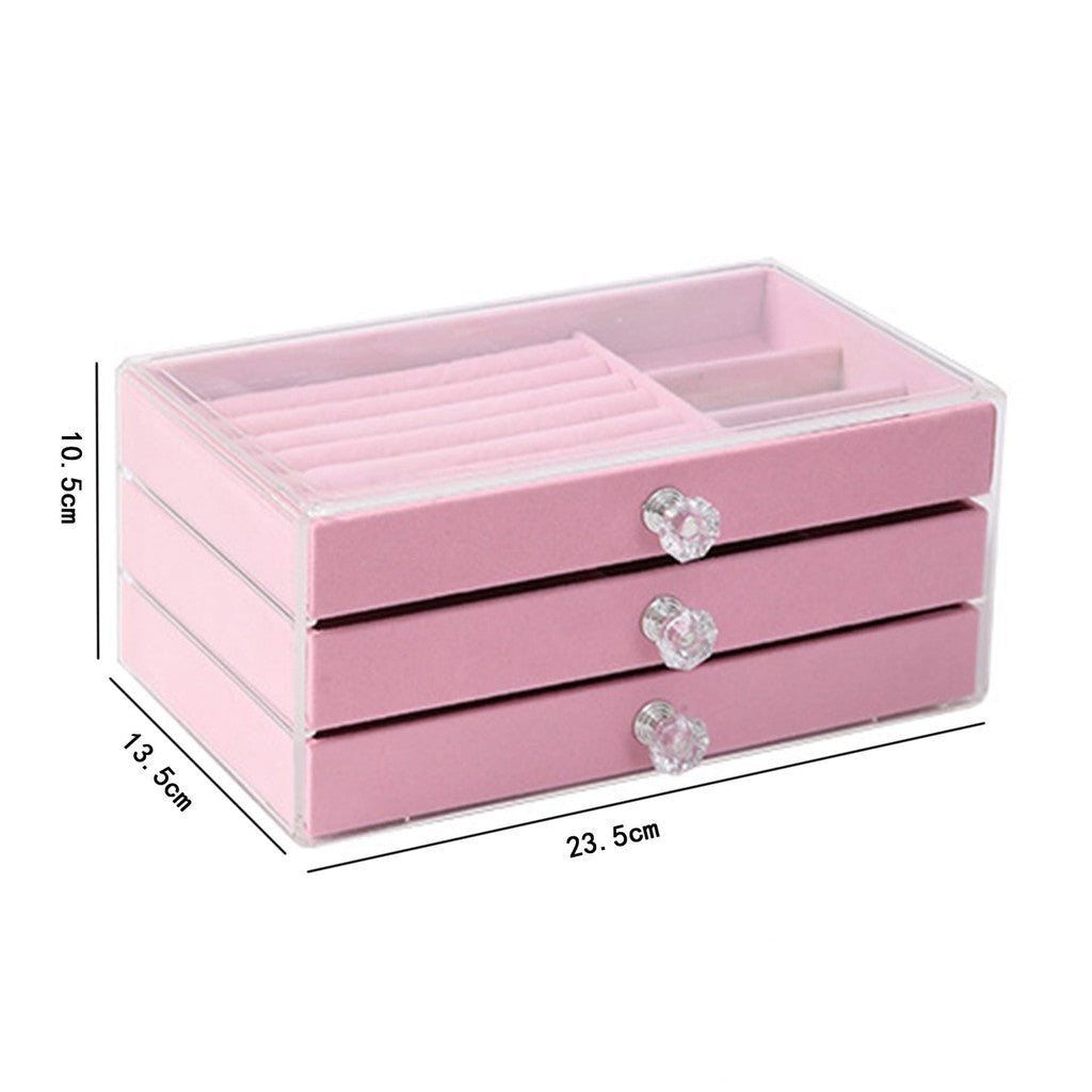 Shopclassyshop 45 Square Slots Exquisite transparent jewelry box drawer women's velvet ring earrings small grid