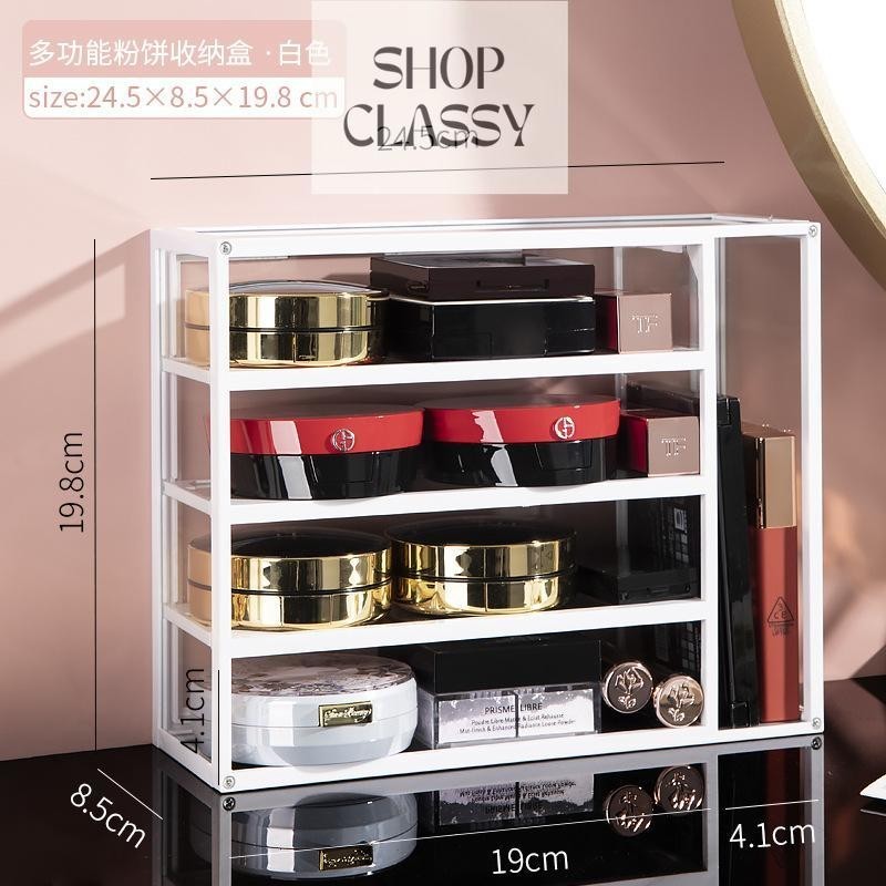Shopclassyshop Glass make up Eyeshadow powder lipstick cosmetics rack desktop storage rack for foundation