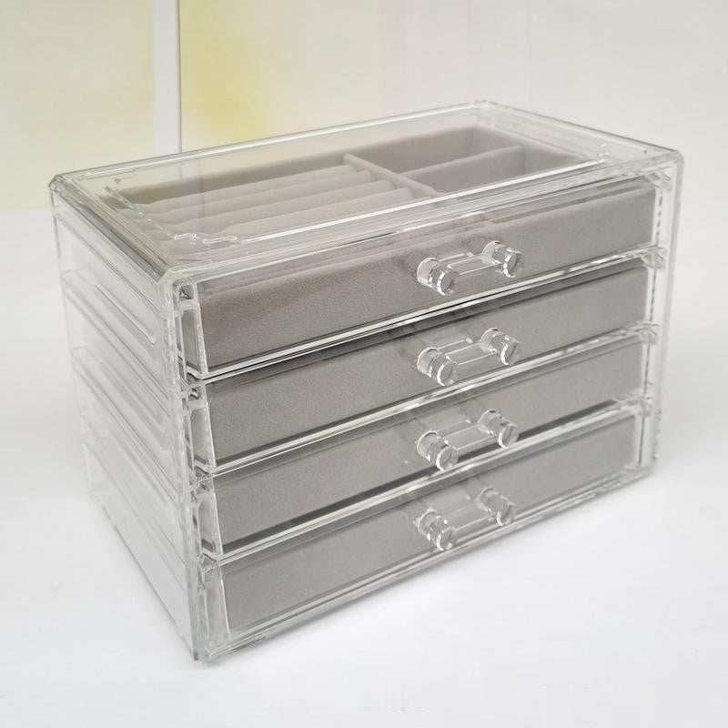 SG Stock ShopClassy Four-drawer acrylic velvet storage box jewelry necklace earrings earrings ring necklace display