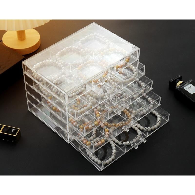 Shopclassyshop Five Drawer ins transparent Bracelet Organizer dust-proof earring bracelets necklaces jewelry storage box