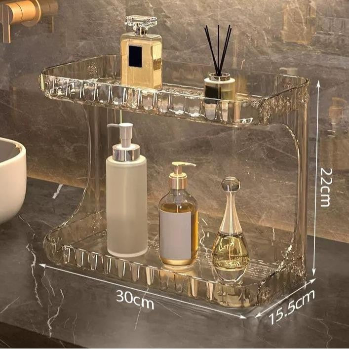 Shopclassyshop Bathroom double shelves rack countertops cosmetics storage bathroom organizer skin care products storage