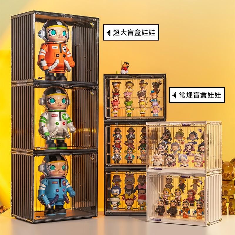 Acrylic Display Box fits Toy Popmart bearbrick Figurine Display Case Blind Box Lego Display Cabinet Removable Shelf
