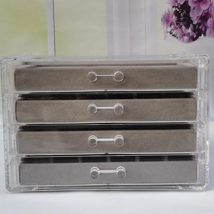 SG Stock ShopClassy Four-drawer acrylic velvet storage box jewelry necklace earrings earrings ring necklace display