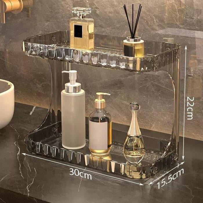 Shopclassyshop Bathroom double shelves rack countertops cosmetics storage bathroom organizer skin care products storage
