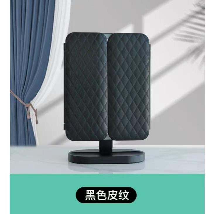 LED cosmetic vanity mirror light desktop multi-functional desktop folding mirror light leather rechargeble