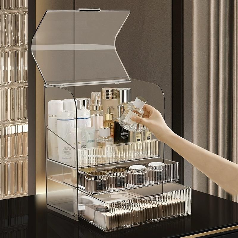 ShopClassyshop Large Acrylic Cosmetics storage box desktop dust-proof makeup organizer table box