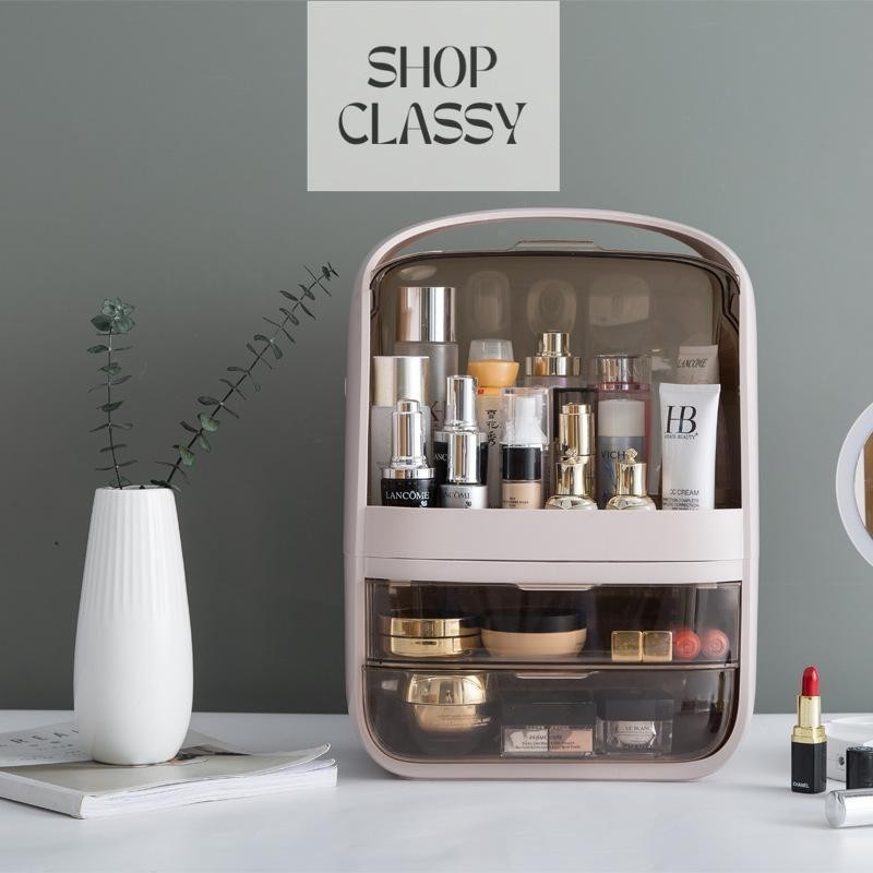 Shop Classy cosmetics storage box household organizer large desktop dustproof dressing table lipstick skin care  box