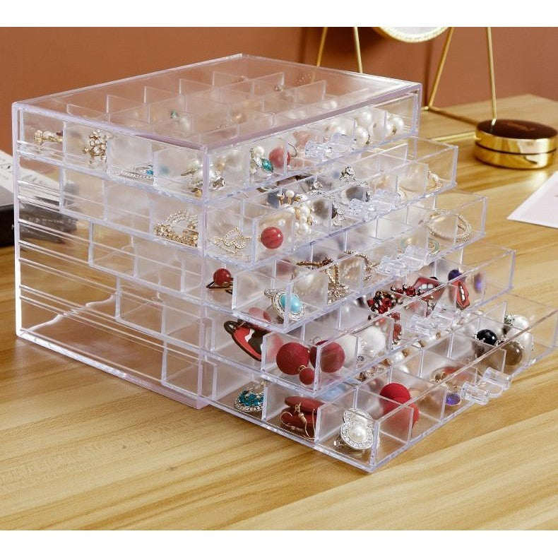 Shopclassyshop Five Drawer ins transparent Bracelet Organizer dust-proof earring bracelets necklaces jewelry storage box