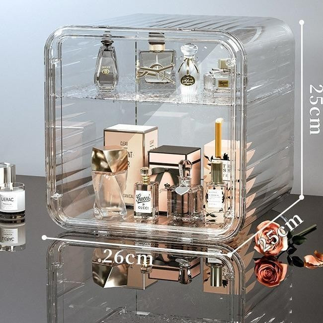 Shopclassy Transparent acrylic cosmetics skin care products dustproof finishing and storage Organizer
