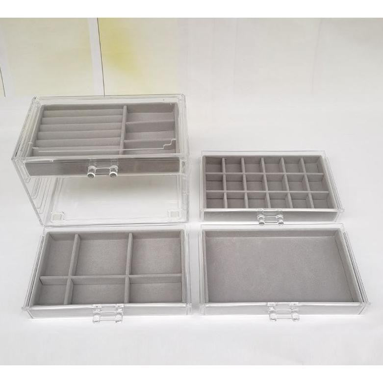 SG Stock ShopClassy Four-drawer acrylic velvet storage box jewelry necklace earrings earrings ring necklace display