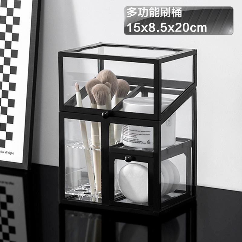 ShopClassyshop Glass Makeup Organizer Box Brush Storage Box Eyebrow Pencil Cosmetic Drawer Organiser  Storage