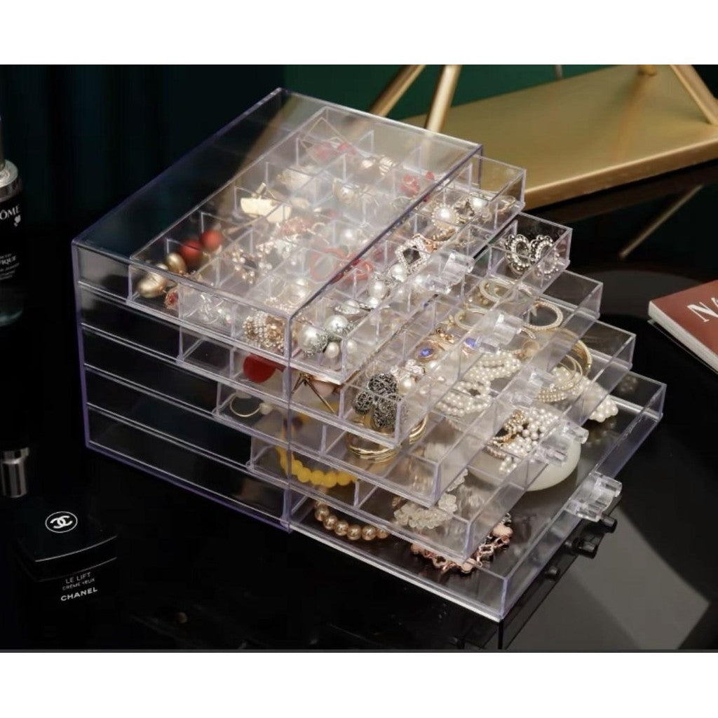 Shopclassyshop Five Drawer ins transparent Bracelet Organizer dust-proof earring bracelets necklaces jewelry storage box