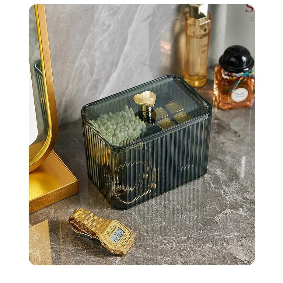 Transparent Acrylic makeup puff and cotton swab storage box Holder Organizer