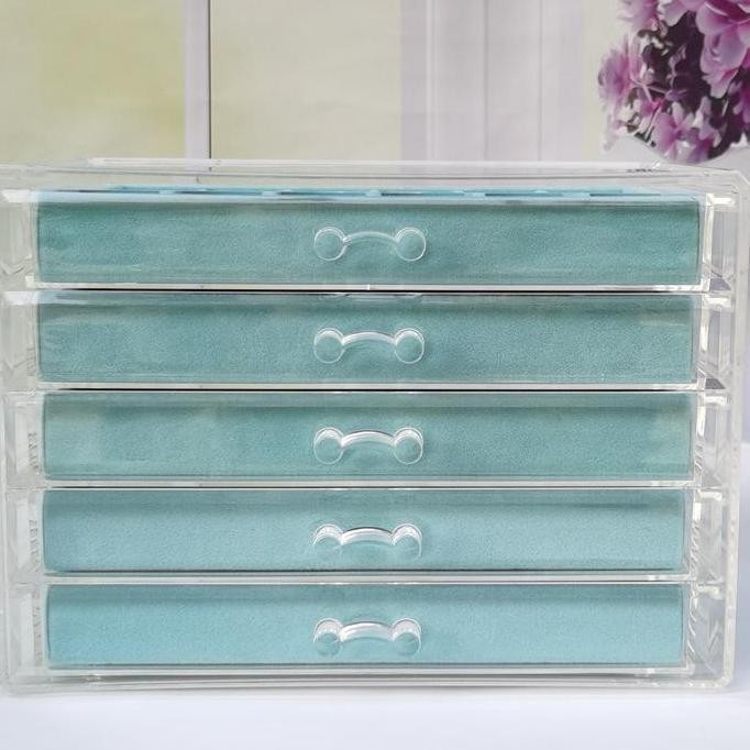 ShopClassyshop Five drawer acrylic velvet storage box jewelry organizer necklace earrings ring display rack