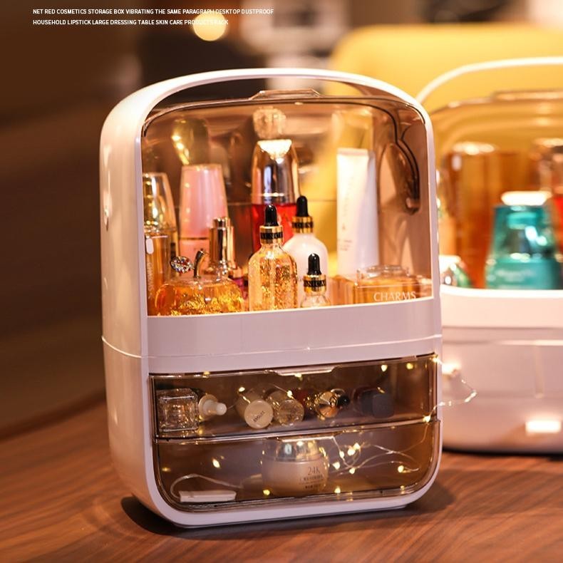 Shop Classy cosmetics storage box household organizer large desktop dustproof dressing table lipstick skin care  box
