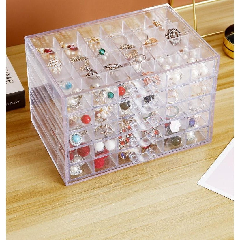 Shopclassyshop 5 Drawer 120 slot jewerly box anti-oxidation earring multi grid ring storage box