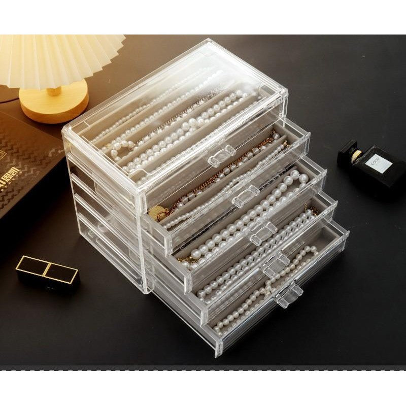 ShopClassyShop Acrylic Drawer style velvet jewelry necklace storage box organizer velvet