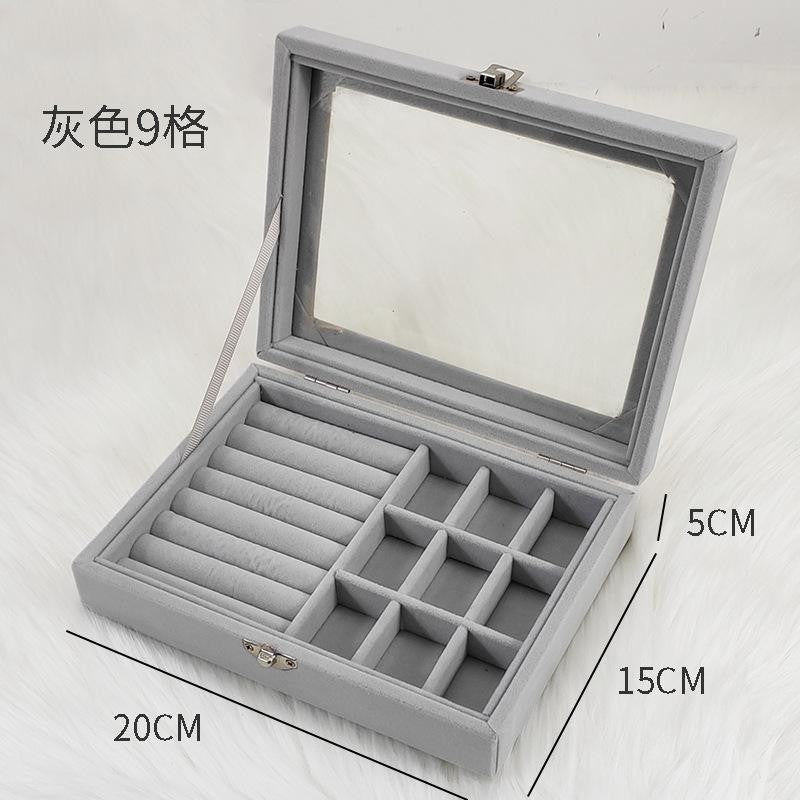 Shopclassyshop 45 Square Slots Exquisite transparent jewelry box drawer women's velvet ring earrings small grid