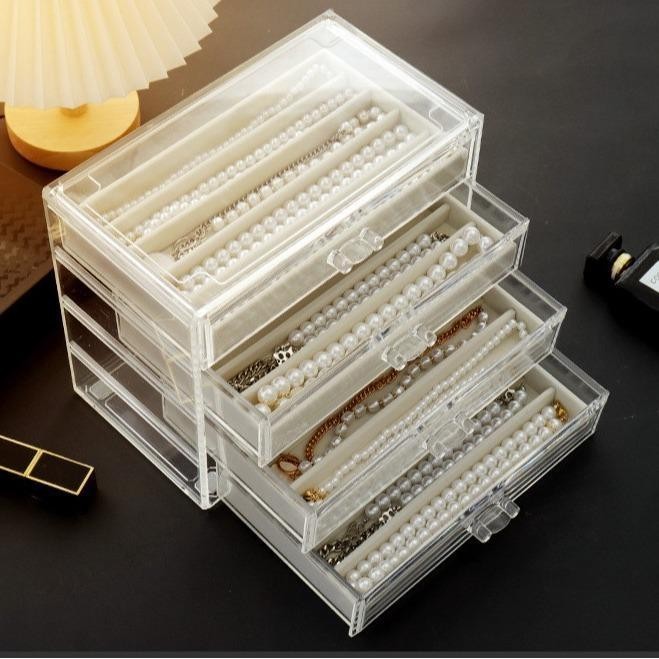 ShopClassyShop Acrylic Drawer style velvet jewelry necklace storage box organizer velvet