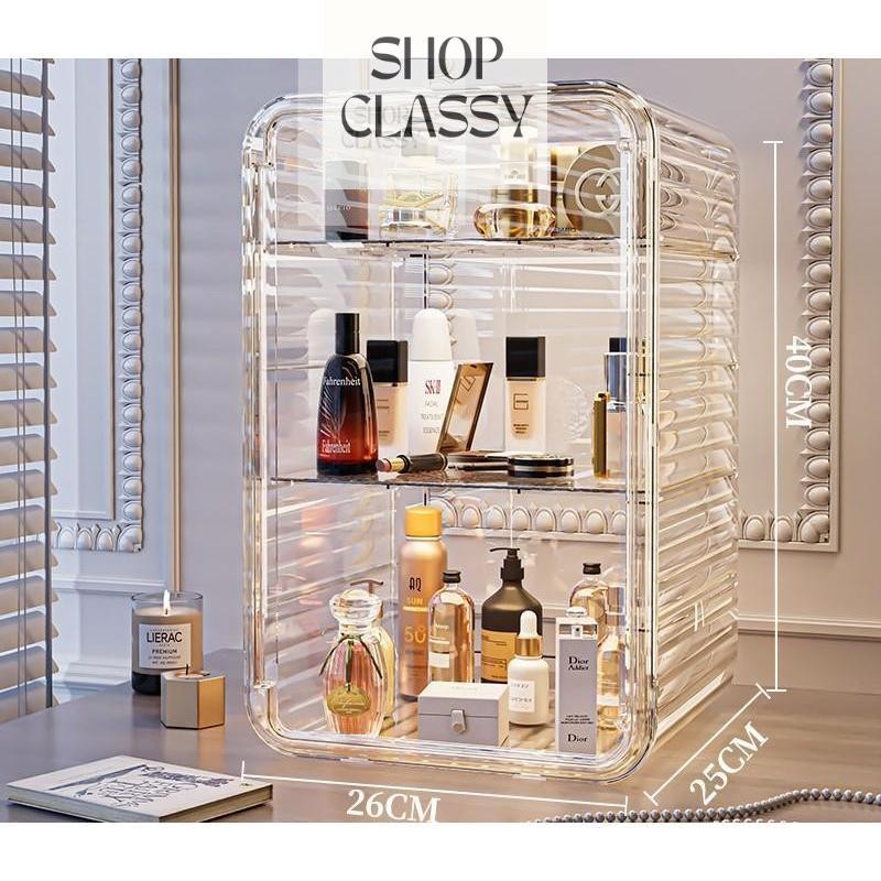 Shopclassy Transparent acrylic cosmetics skin care products dustproof finishing and storage Organizer