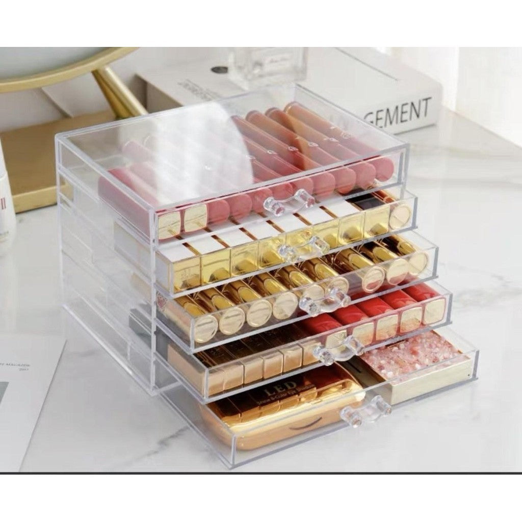 Shopclassyshop Five Drawer ins transparent Bracelet Organizer dust-proof earring bracelets necklaces jewelry storage box