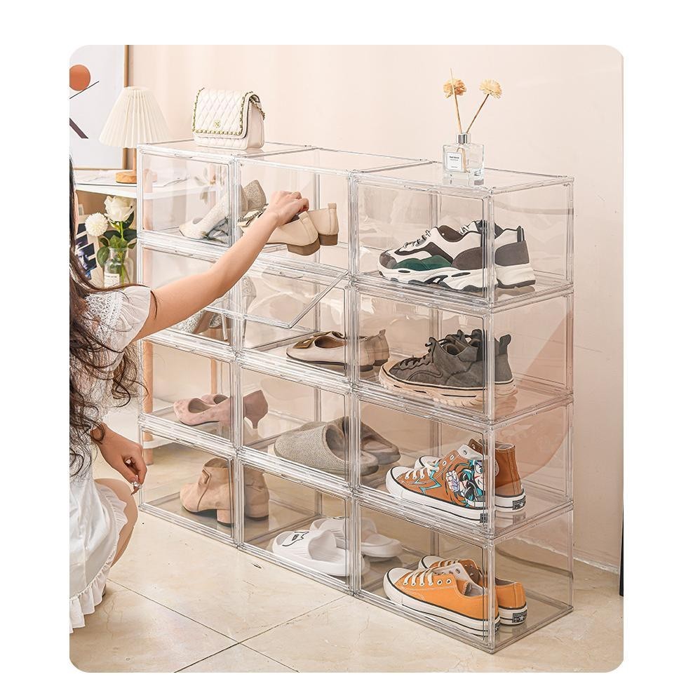 Shopclassyshop shoe/Bag Box stackable acrylic pro magnetic handbags display cabinet dust-proof stackable