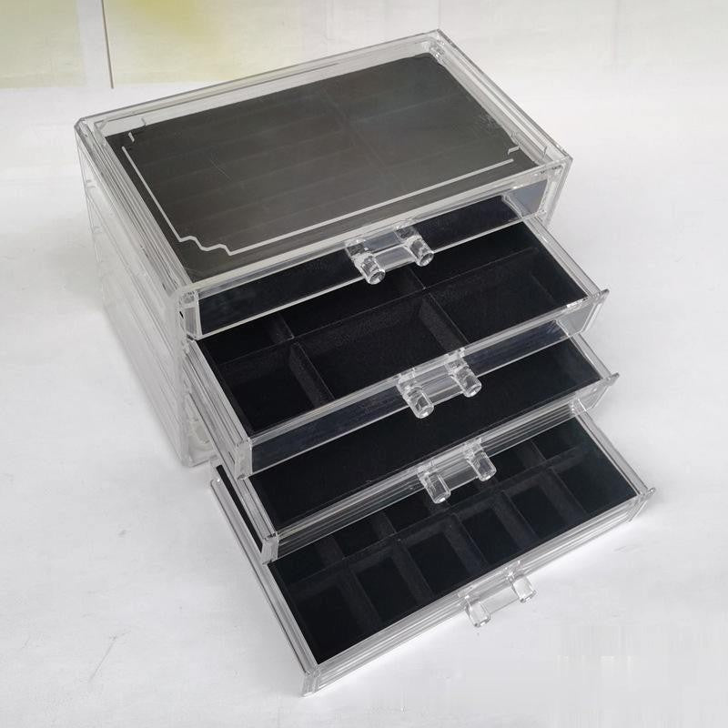 SG Stock ShopClassy Four-drawer acrylic velvet storage box jewelry necklace earrings earrings ring necklace display