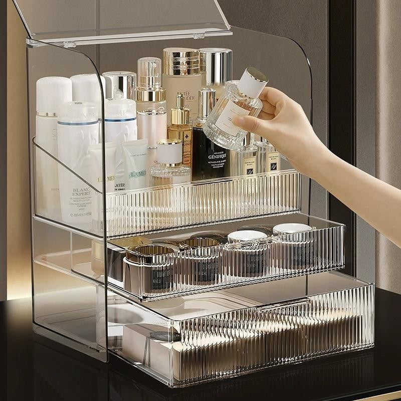 ShopClassyshop Large Acrylic Cosmetics storage box desktop dust-proof makeup organizer table box