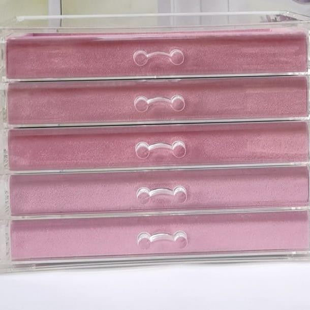 ShopClassyshop Five drawer acrylic velvet storage box jewelry organizer necklace earrings ring display rack
