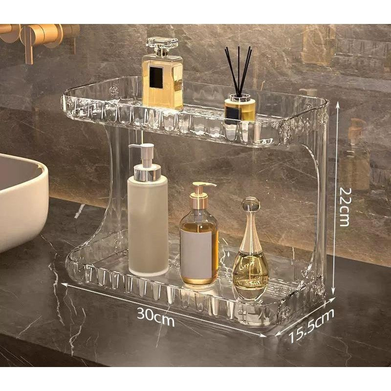 Shopclassyshop Bathroom double shelves rack countertops cosmetics storage bathroom organizer skin care products storage