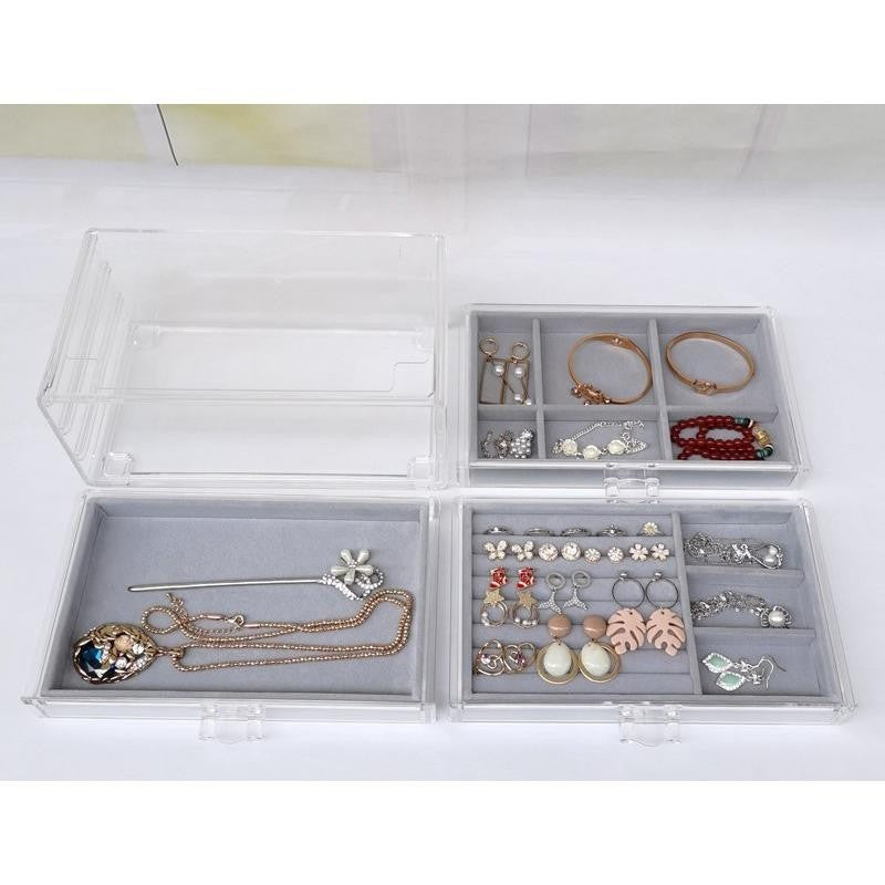 SG Stock ShopClassy Three drawer cosmetic storage box, jewelry necklace, earring ring display rack, velvet