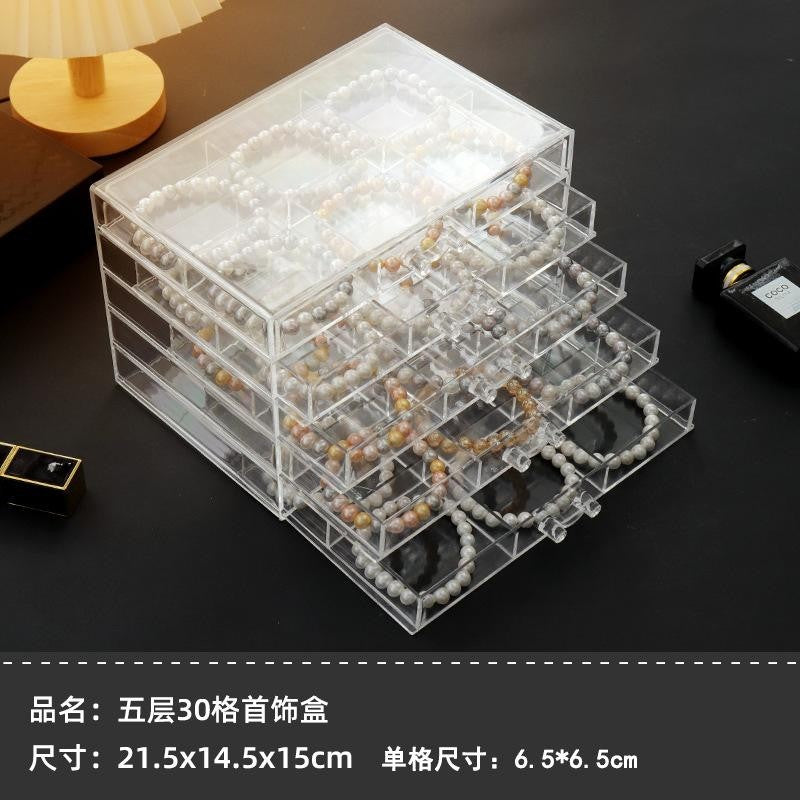 Shopclassyshop Five Drawer ins transparent Bracelet Organizer dust-proof earring bracelets necklaces jewelry storage box