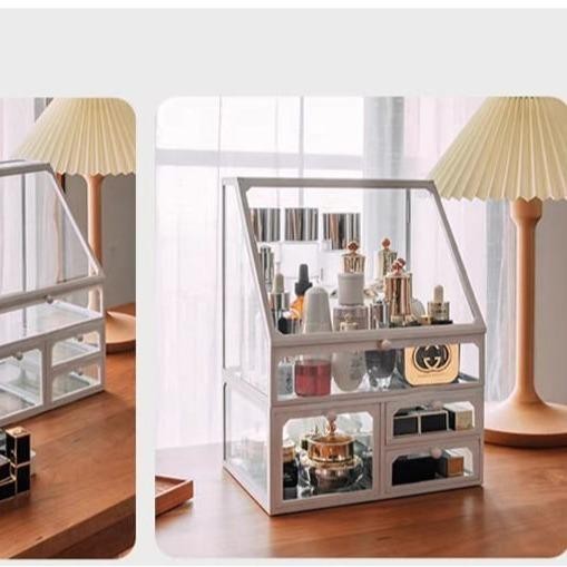Shop Classy Set of 2 Makeup Organizer Box Glass Brush Storage Box Eyebrow Pencil Cosmetic Drawer Organiser Jewelry