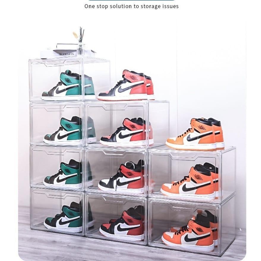 Shopclassyshop shoe/Bag Box stackable acrylic pro magnetic handbags display cabinet dust-proof stackable