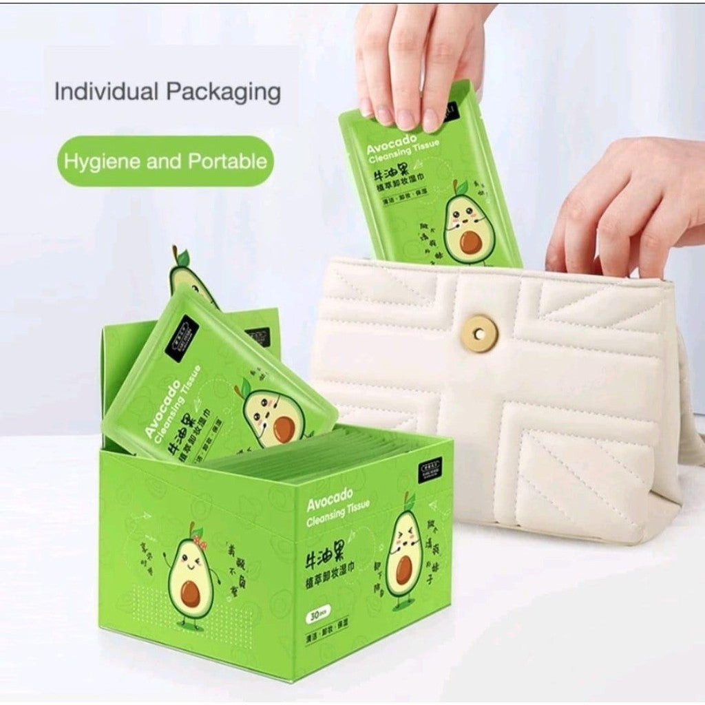 Avocado Plant Essence Makeup Remover Cotton Wet Wipes Individually Sealed Cleansing Disposables Hyaluronic acid