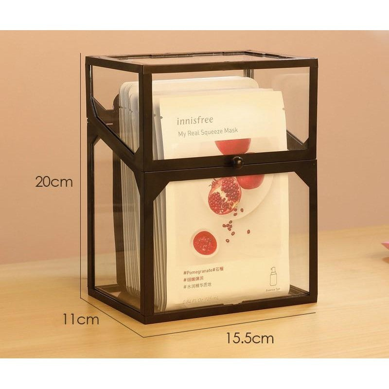 Glass Cosmetic Storage Box Desktop Organizing Facial Mask  Cosmetic Box Dustproof Lipstick Skin Care Storage Rack