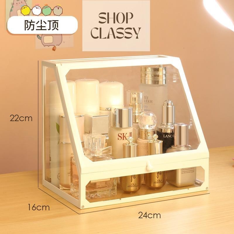 Hight-end GlassTop Perfume organizer Cosmetics Glass Makeup Box Organizer 24x16x22cm
