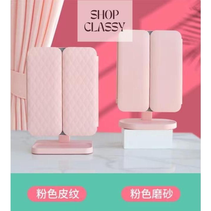 LED cosmetic vanity mirror light desktop multi-functional desktop folding mirror light leather rechargeble