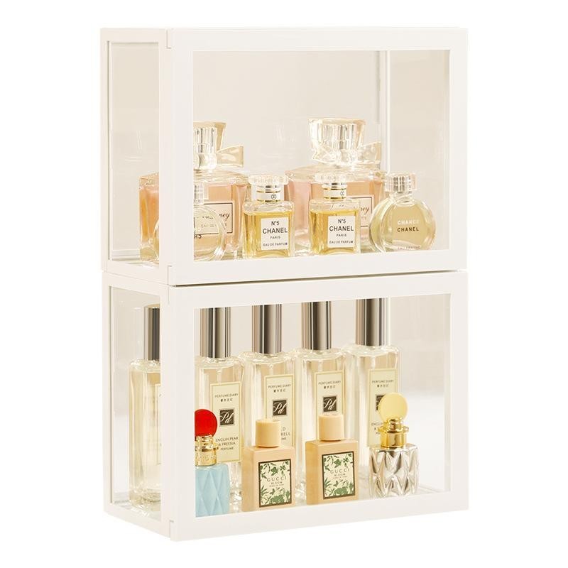 Perfume storage box dust-proof transparent display rack glass desktop storage rack cosmetics lipstick storage box