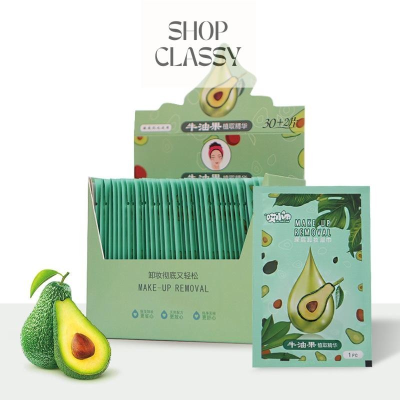 Avocado Plant Essence Makeup Remover Cotton Wet Wipes Individually Sealed Cleansing Disposables Hyaluronic acid