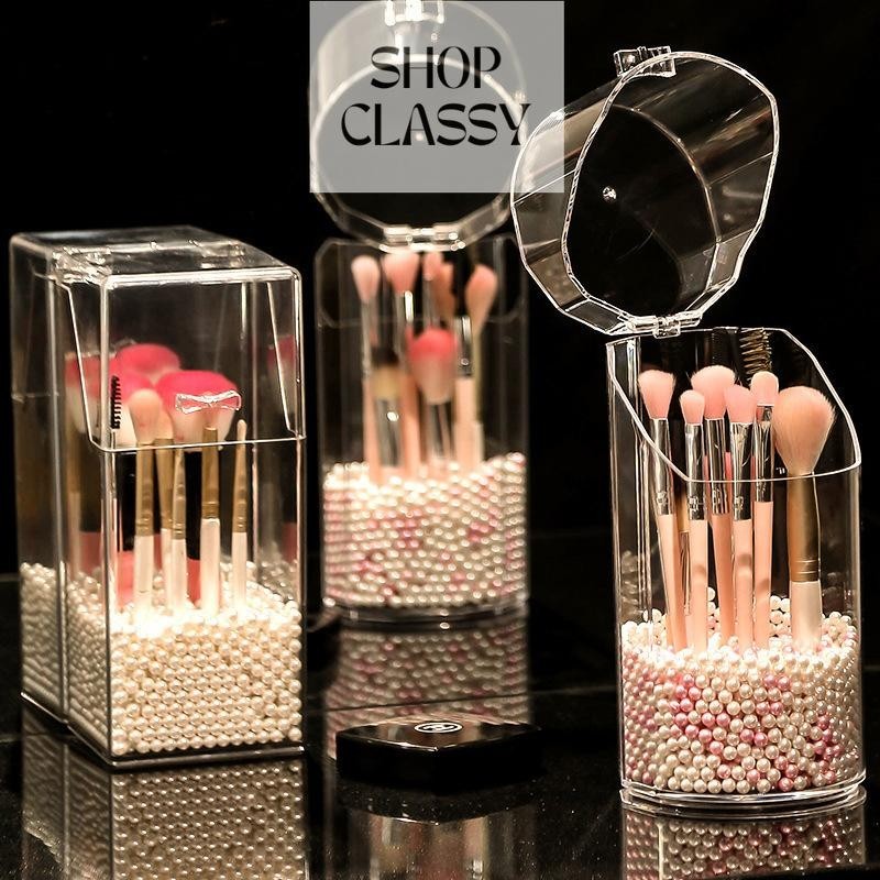 Shopclassyshop Acrylic plastic Brush holder Organizer eyebrow pencil beauty brush storage box cosmetics pen dust-proof