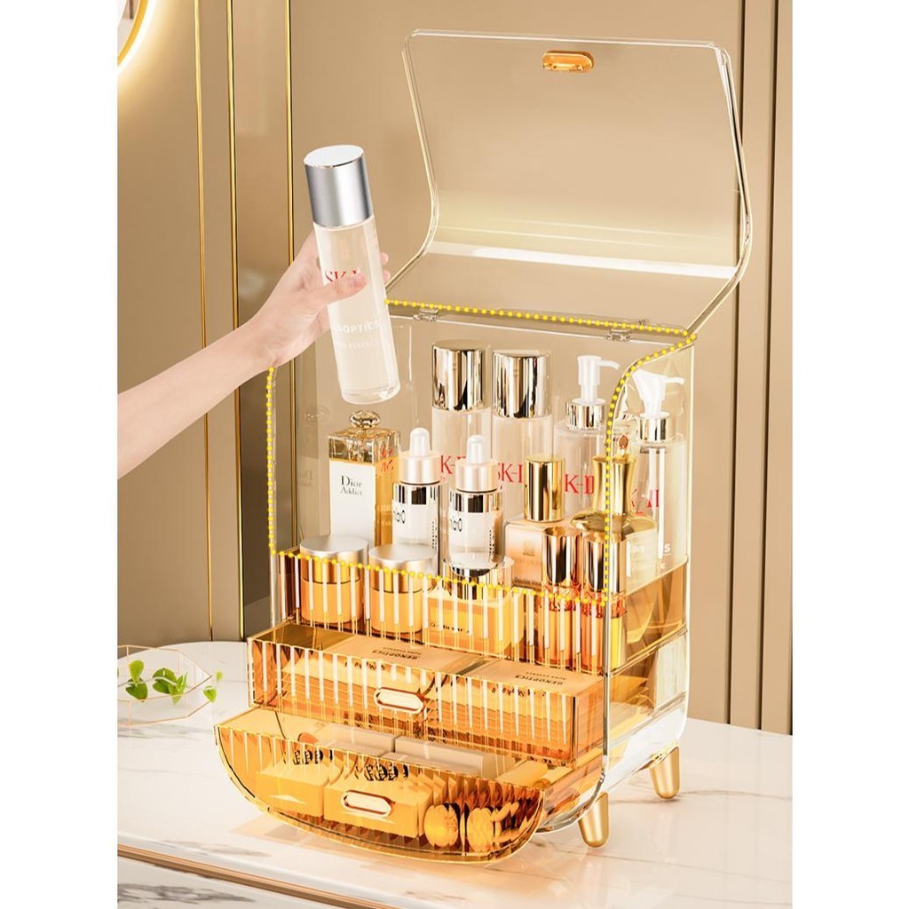 Premium Cosmetic Oraganizer Desktop storage rack large jewelry drawer organizer box dust-proof cosmetics storage box