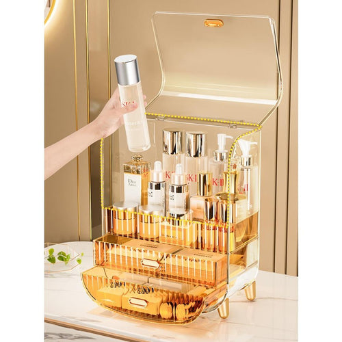 Premium Cosmetic Oraganizer Desktop storage rack large jewelry drawer organizer box dust-proof cosmetics storage box