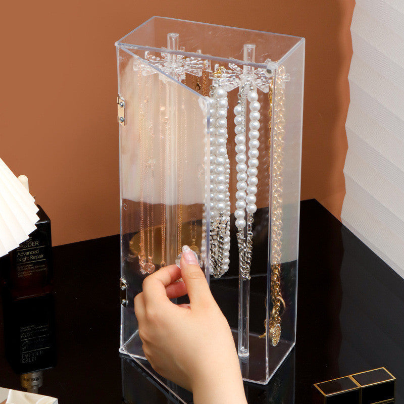 Shopclassyshop Dust Acrylic necklace organizer display shelf, desktop jewelry storage box, door bracelet finishing shelf