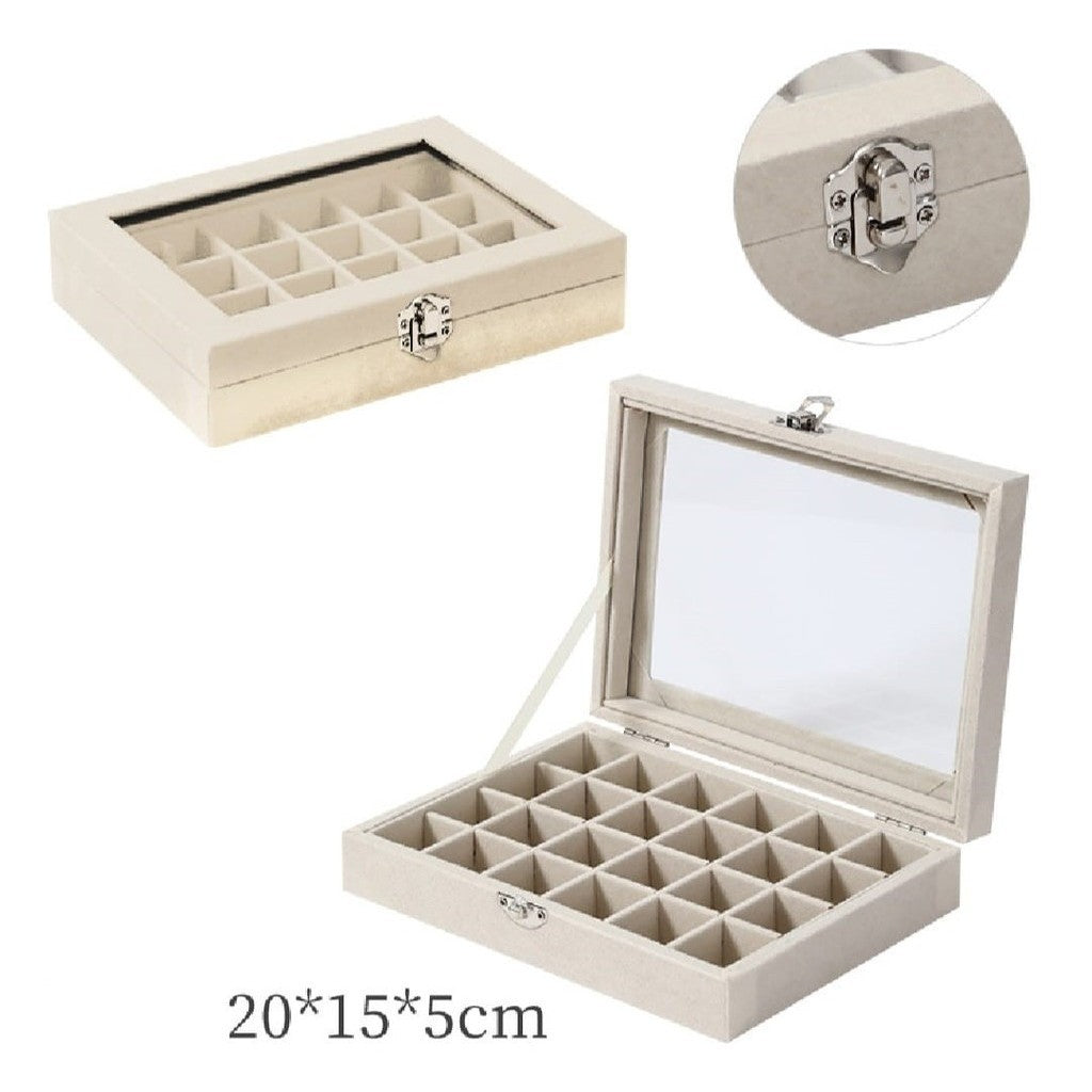 Shopclassyshop Accessories Flannel leather jewelry storage box earrings necklace organizing